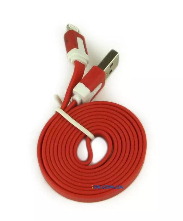 Красный плоский USB-кабель Lightning для зарядки iPhone, iPad, iPad Mini, iPod