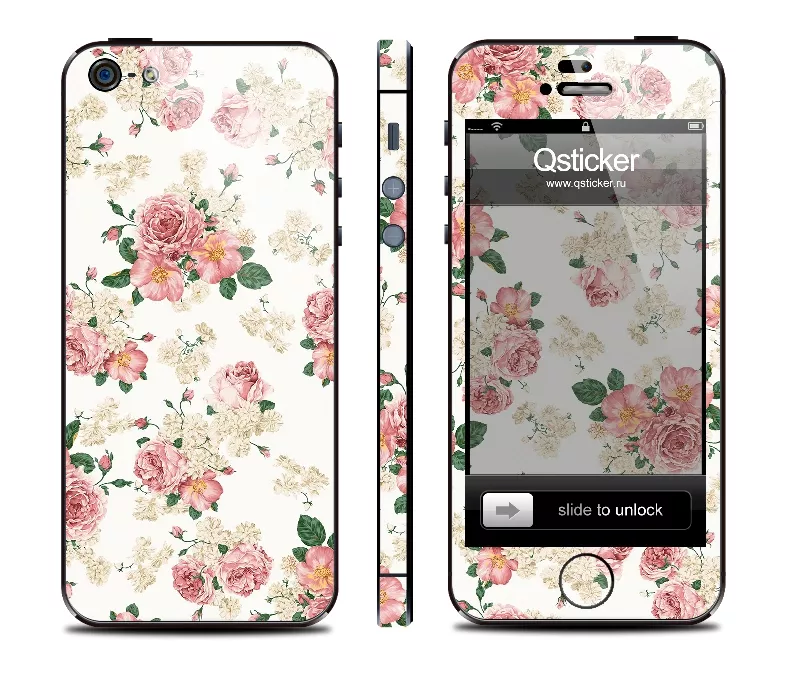 Красивая наклейка с цветами на iPhone 5 - Flowers Retro