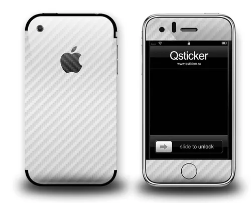Белый карбон для iPhone 3Gs, 3G, 2G