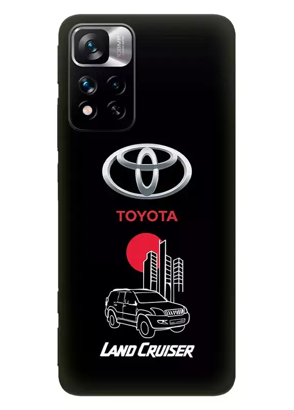 Чехол для Сяоми 11и из силикона - Toyota Тойота логотип и автомобиль машина Land Cruiser вектор-арт кроссовер внедорожник