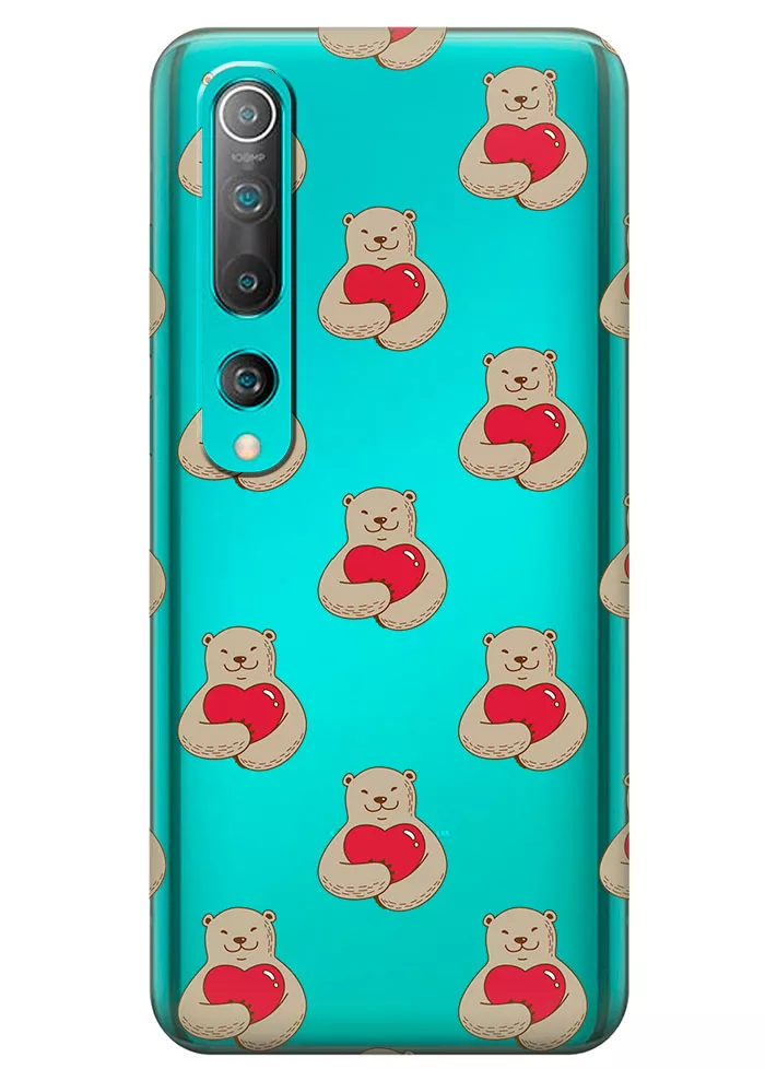 Прозрачный чехол на Xiaomi Mi 10 - Влюбленные медведи