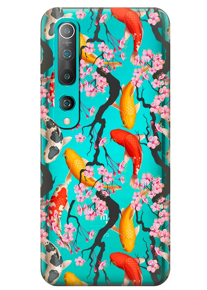 Прозрачный чехол на Xiaomi Mi 10 - Японские рыбки