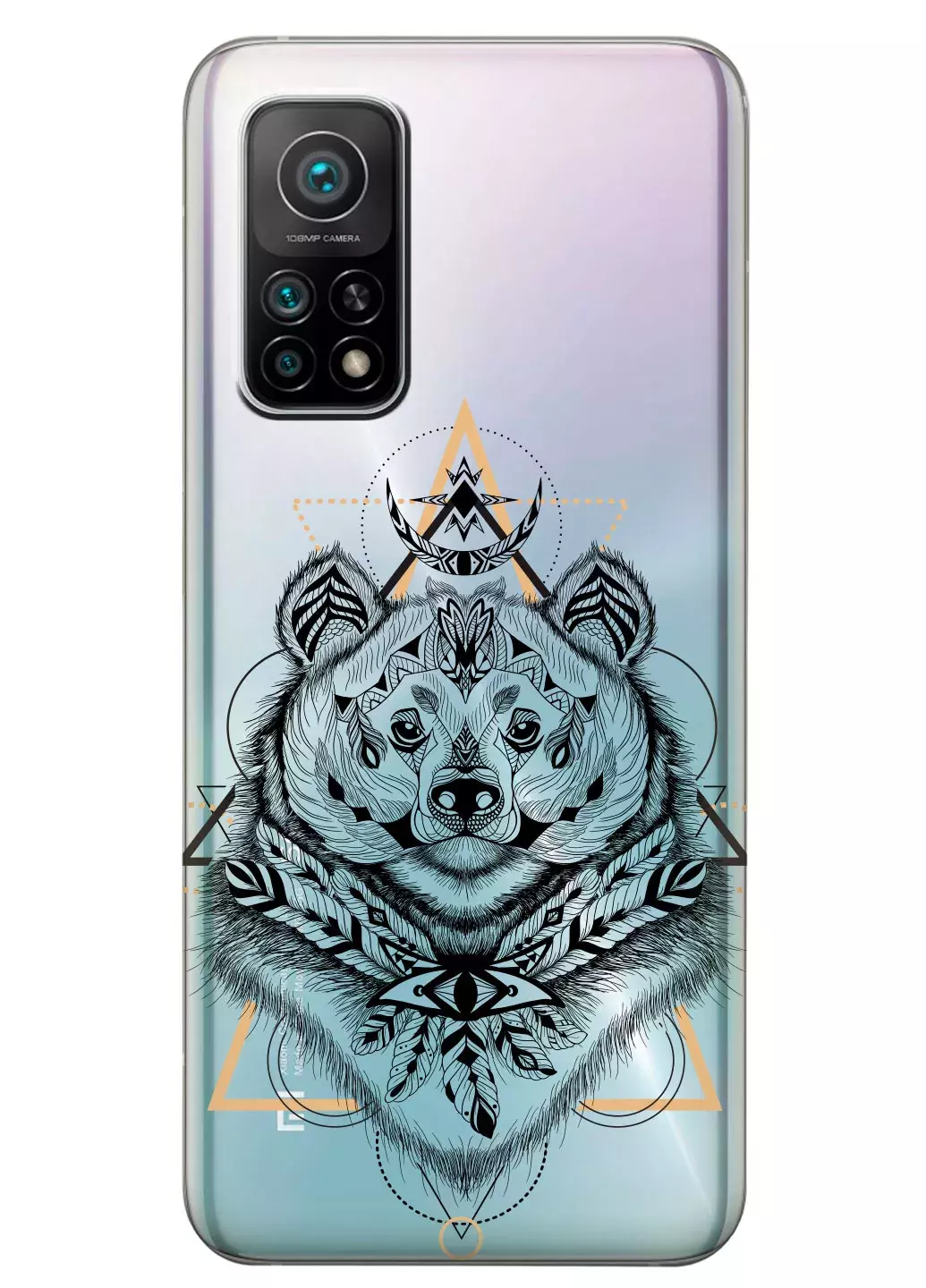 Прозрачный чехол для Xiaomi Mi 10T - Медведь индеец