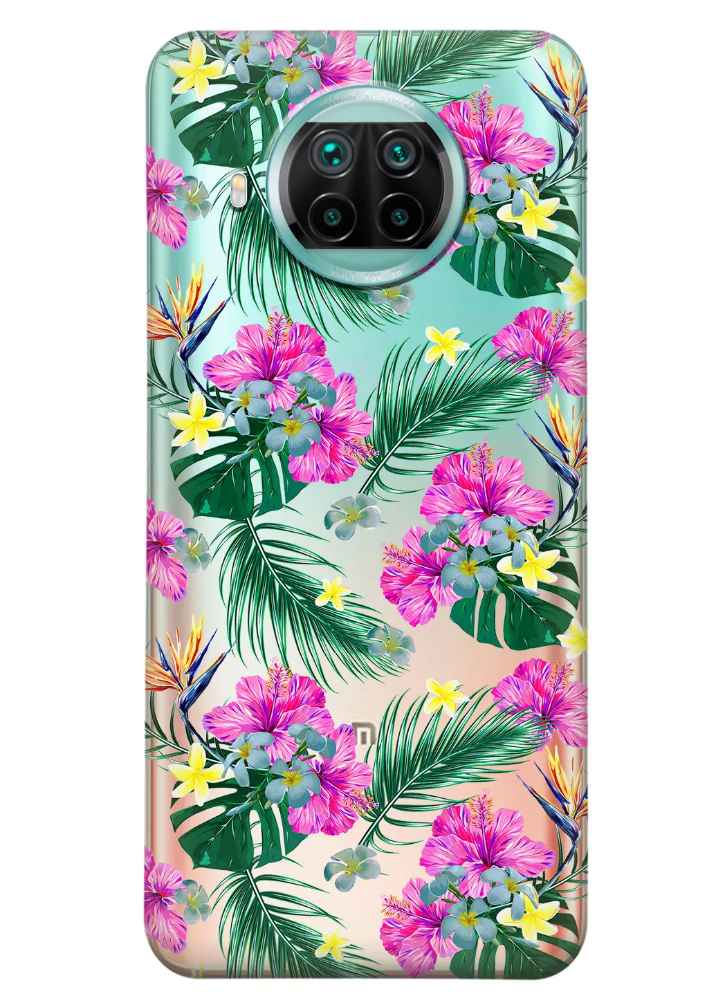 Прозрачный чехол для Xiaomi Mi 10T Lite - Тропические цветы
