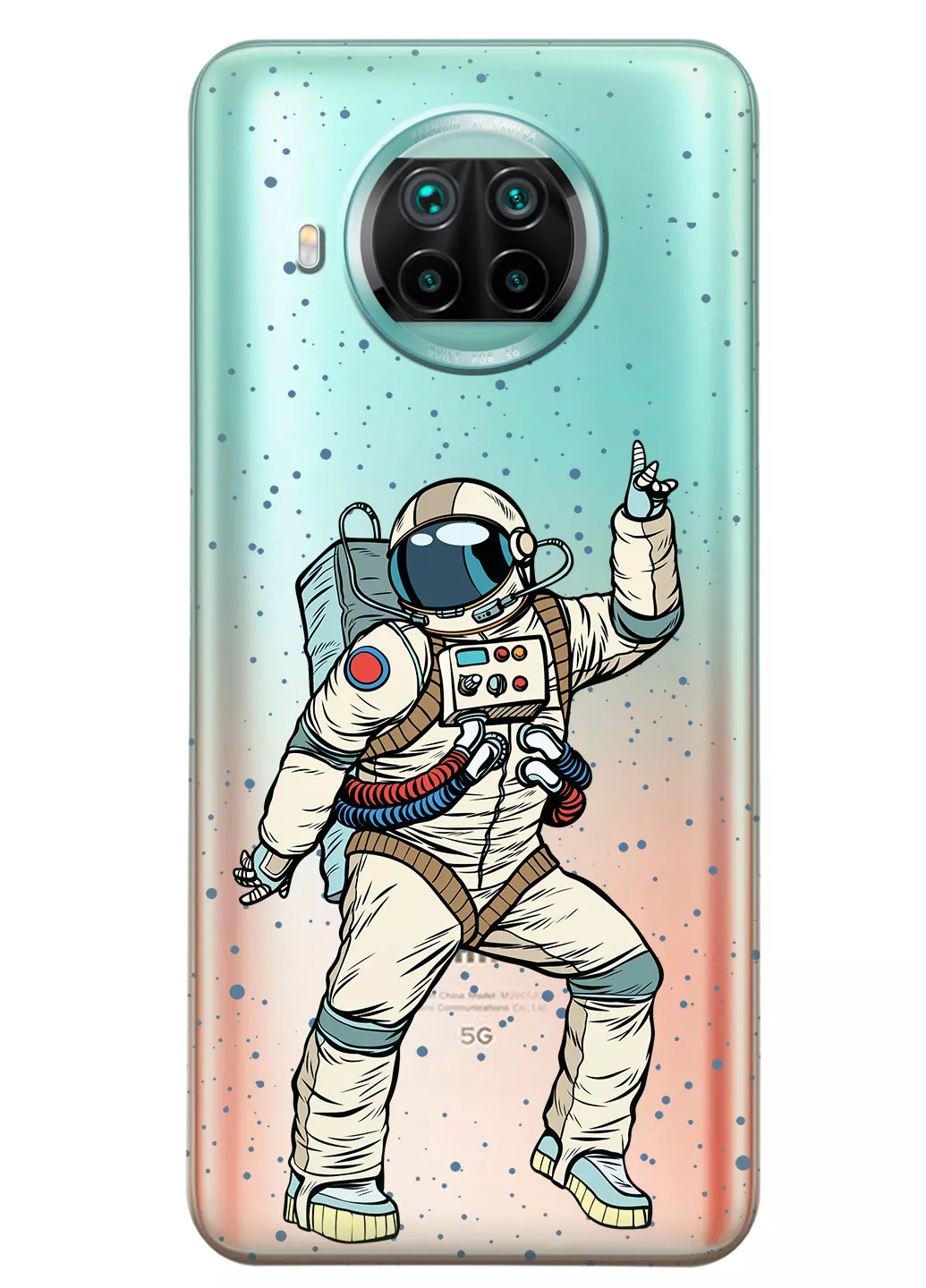 Прозрачный чехол для Xiaomi Mi 10T Lite - Веселый космонавт