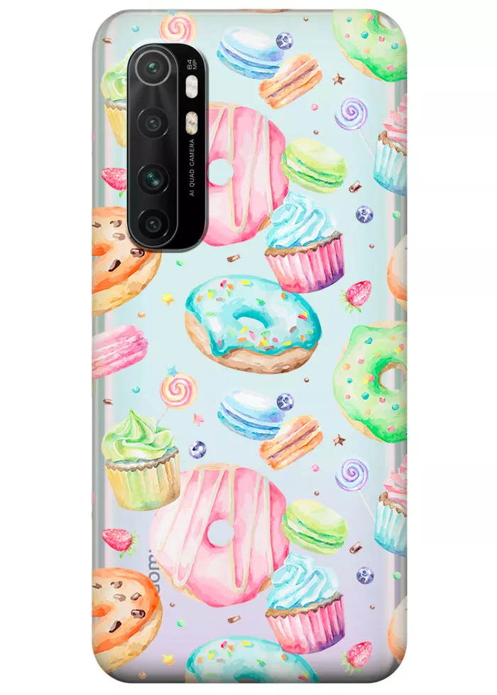 Прозрачный чехол для Xiaomi Mi Note 10 Lite - Пончики