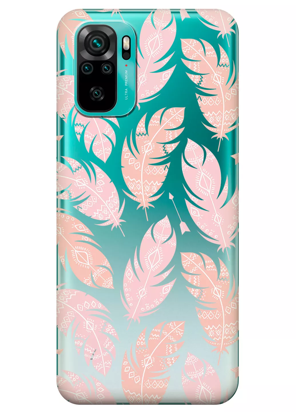 Чехол для Redmi Note 10S - Розовые перья