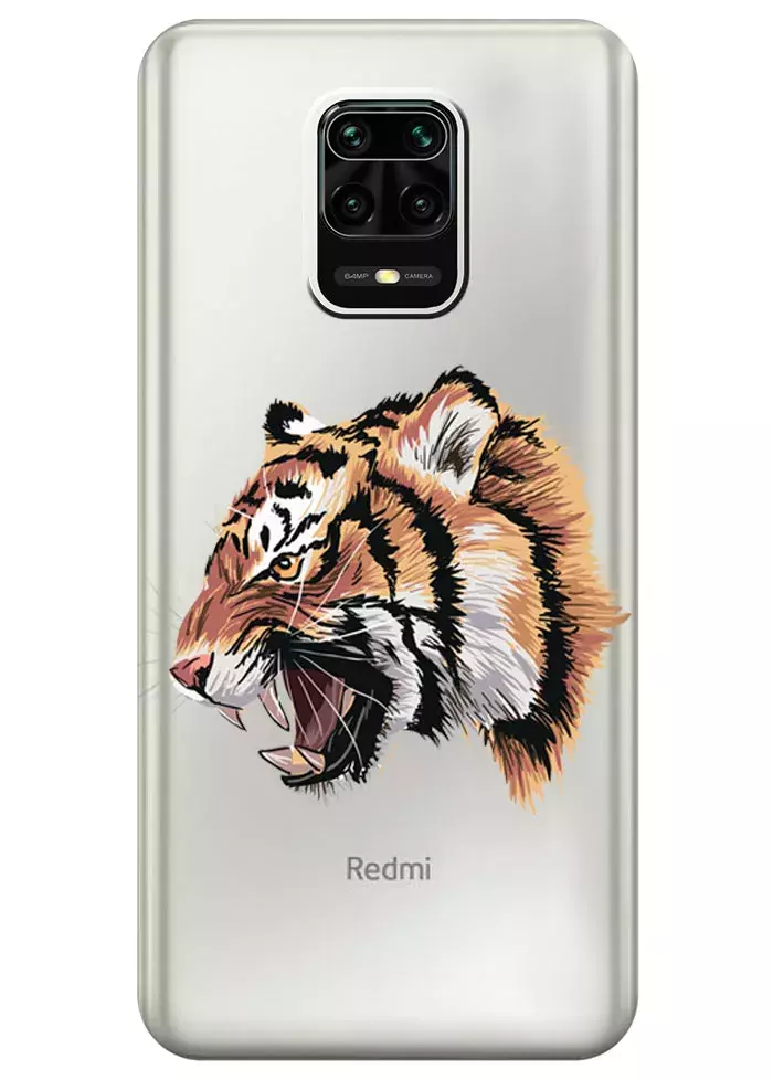 Прозрачный чехол для Redmi Note 9 Pro - Тигр