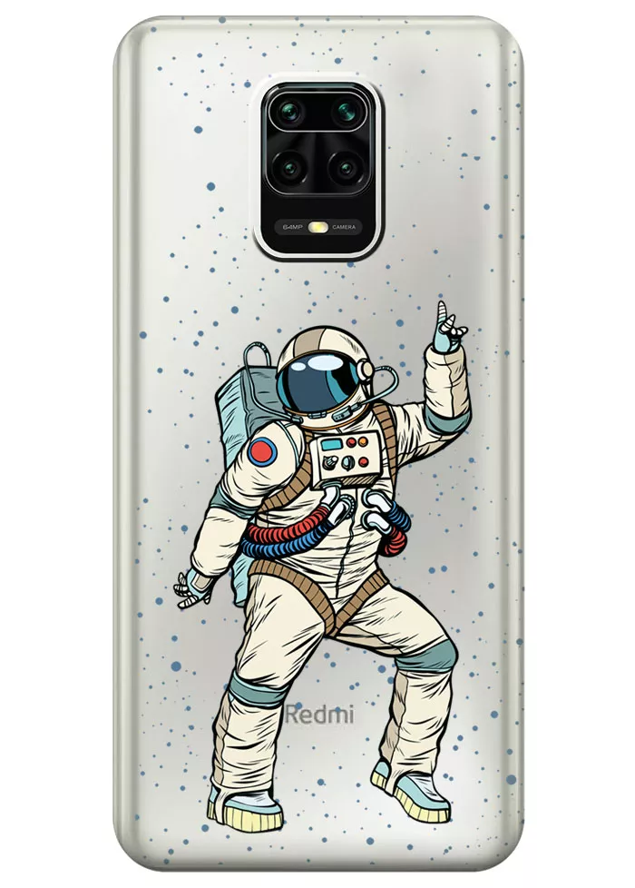 Прозрачный чехол для Redmi Note 9 Pro - Веселый космонавт