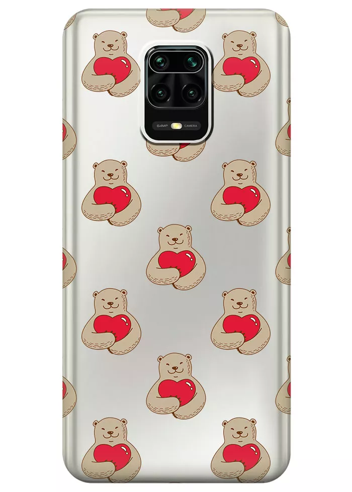 Прозрачный чехол для Redmi Note 9 Pro -  Влюбленные медведи