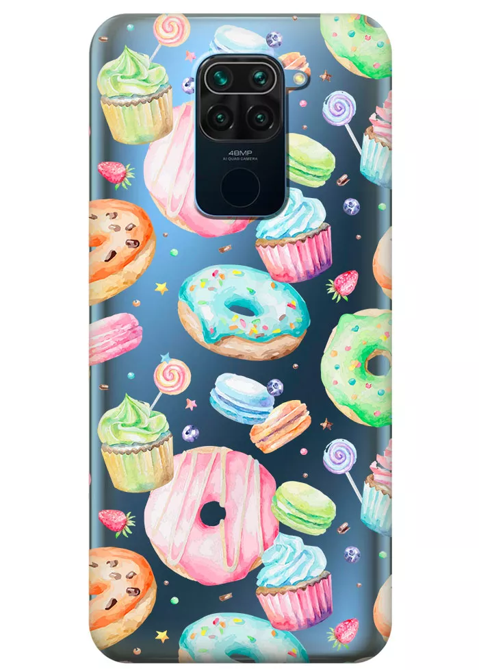 Прозрачный чехол для Redmi Note 9 - Пончики