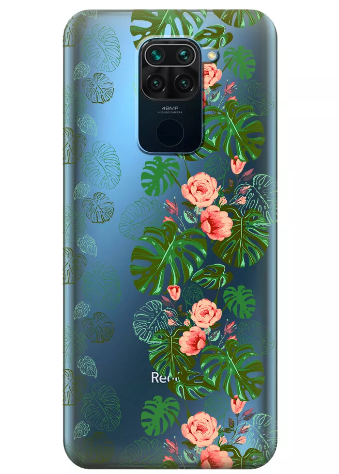Прозрачный чехол для Redmi Note 9 - Тропические листья