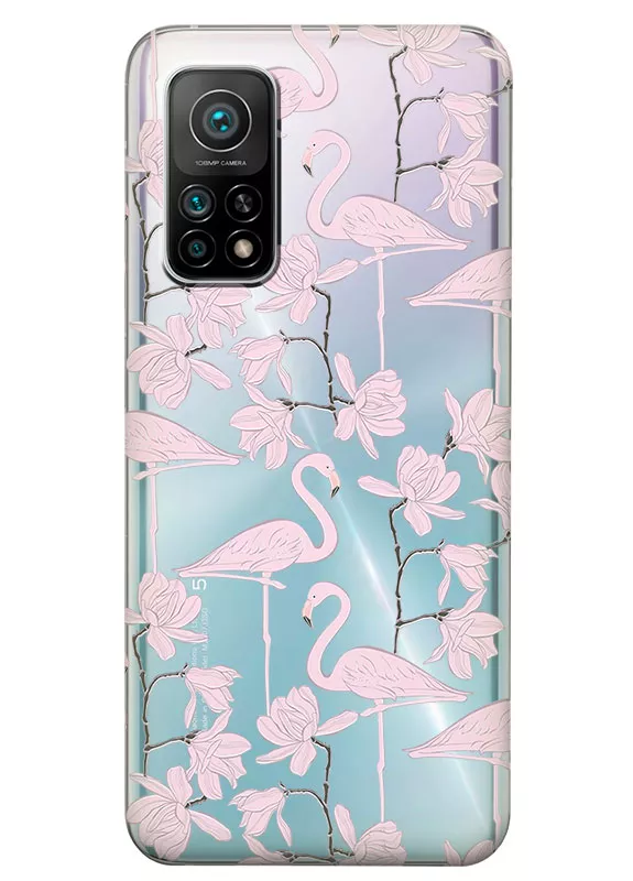 Чехол для Xiaomi Mi 10T Pro с клевыми розовыми фламинго