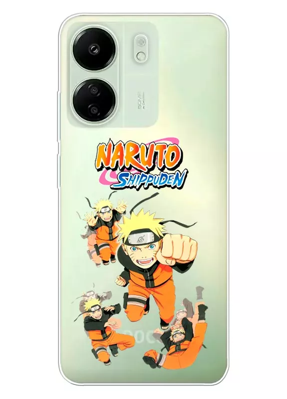 Чехол для Xiaomi Poco C65 из прозрачного силикона - Naruto Shippuden Attack