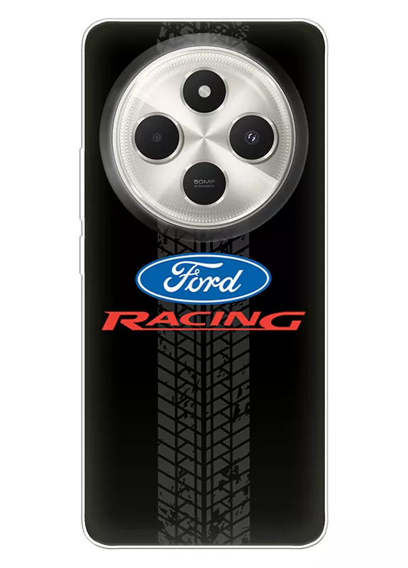 Xiaomi Poco C75 чехол - Ford Форд Racing логотип и следы шин колеса