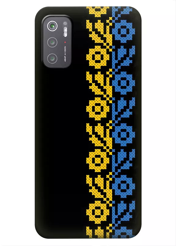 Чехол на Xiaomi Poco M3 Pro с патриотическим рисунком вышитых цветов