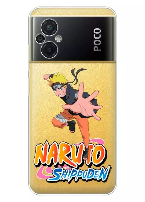 Чехол для Xiaomi Poco M5 из прозрачного силикона - Naruto Shippuden Logo