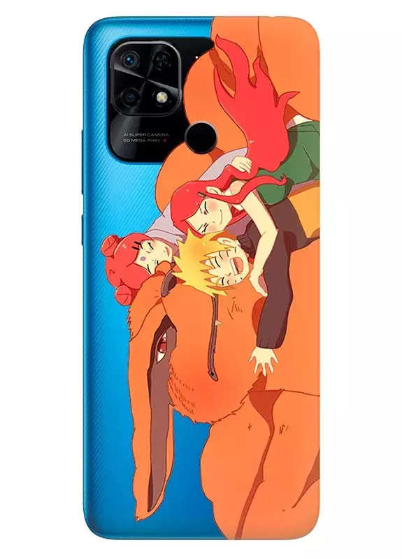 Чехол для Redmi 10C Наруто с Курама и Сакура из прозрачного силикона