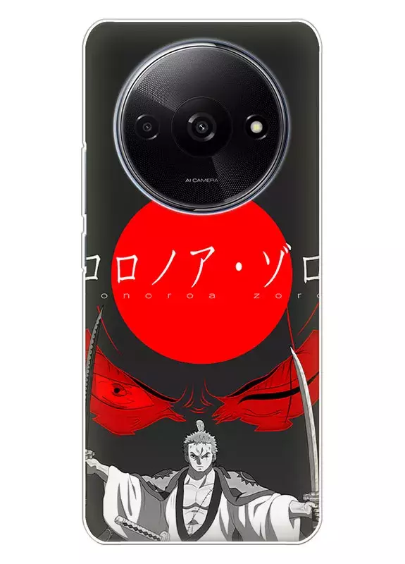 Xiaomi Redmi A3 чехол - Ван-Пис One Piece Ророноа Зоро и красное солнце