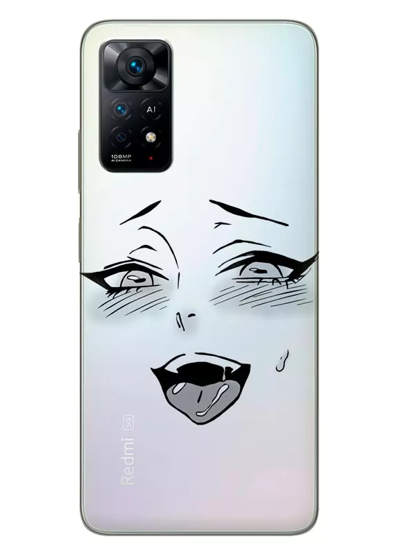 Redmi Note 11 чехол силиконовый прозрачный с аниме - Ahegao Face