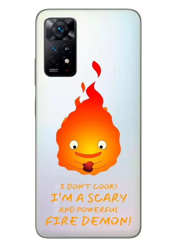 Redmi Note 11 чехол с картинкой из аниме из прозрачного силикона - Ходячий замок Кальцифер