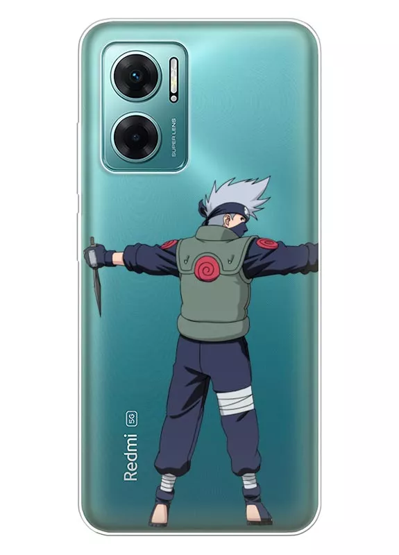 Бампер для Xiaomi Redmi Note 11E 5G - Naruto Какаси Хатакэ, прозрачный силикон
