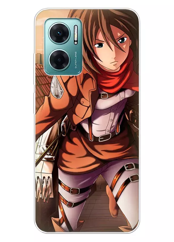 Xiaomi Redmi Note 11E 5G чехол - Атака на титанов Attack on Titan Микаса Аккерман крупным планом