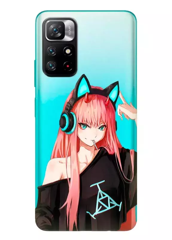 Xiaomi Redmi Note 11S 5G чехол Darling in the Franxx Zero Two, силиконовый прозрачный