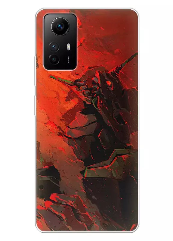Чехол для Xiaomi Redmi Note 12S - Евангелион в кровавой атаке крупным планом