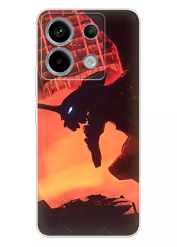 Чехол для Xiaomi Redmi Note 13 Pro - Евангелион в тени разрушенного города