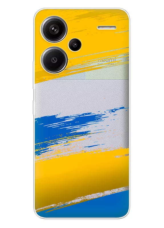Чехол на Xiaomi Redmi Note 13 Pro Plus из прозрачного силикона с украинскими мазками краски