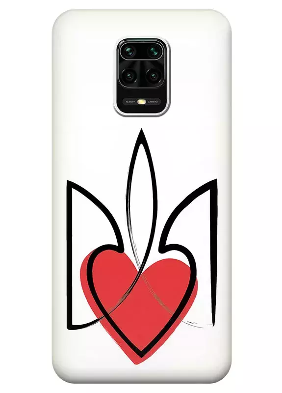 Чехол на Xiaomi Redmi Note 9 Pro Max с сердцем и гербом Украины