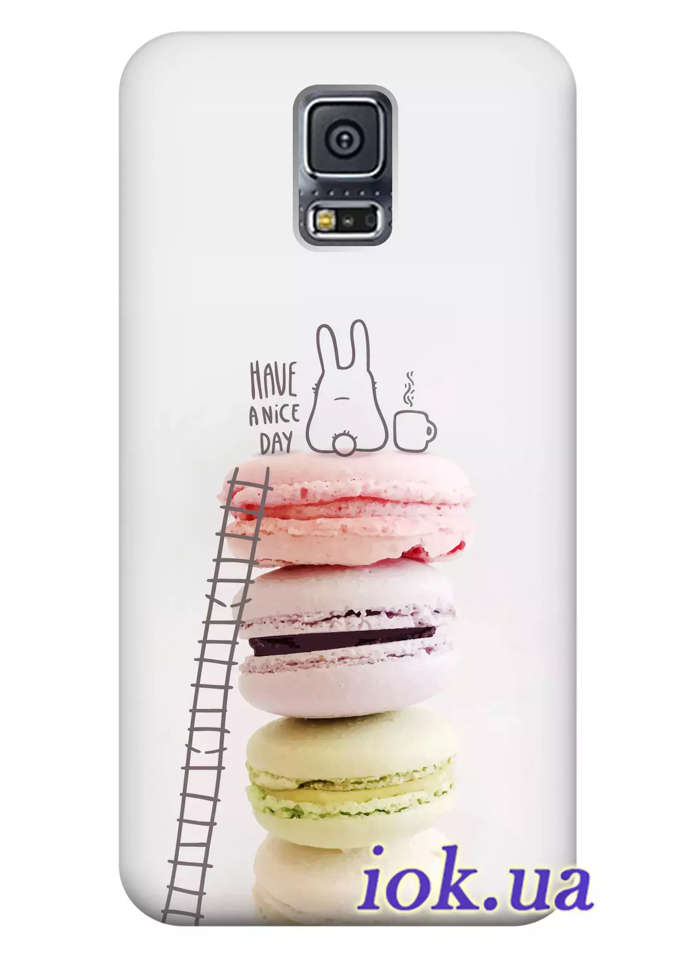 Чехол для Galaxy S5 Plus - Зайка на макарунах