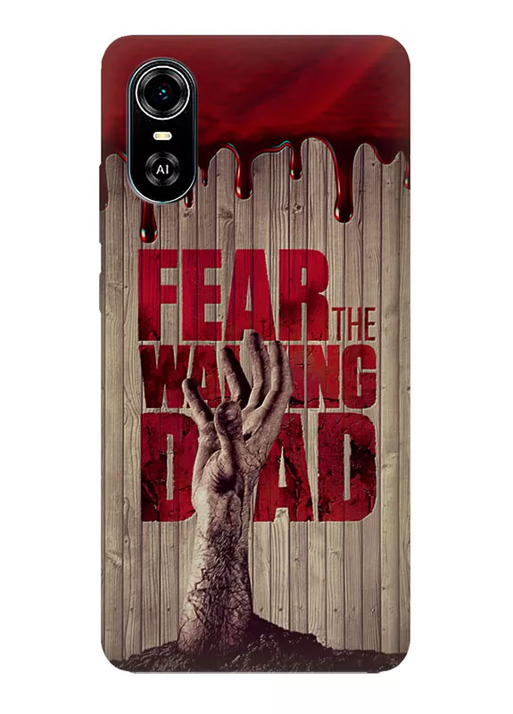 Чехол-накладка для Блейд А31 Плюс из силикона - Ходячие мертвецы The Walking Dead кровавый постер с названием и рукой зомби в деревянном стиле