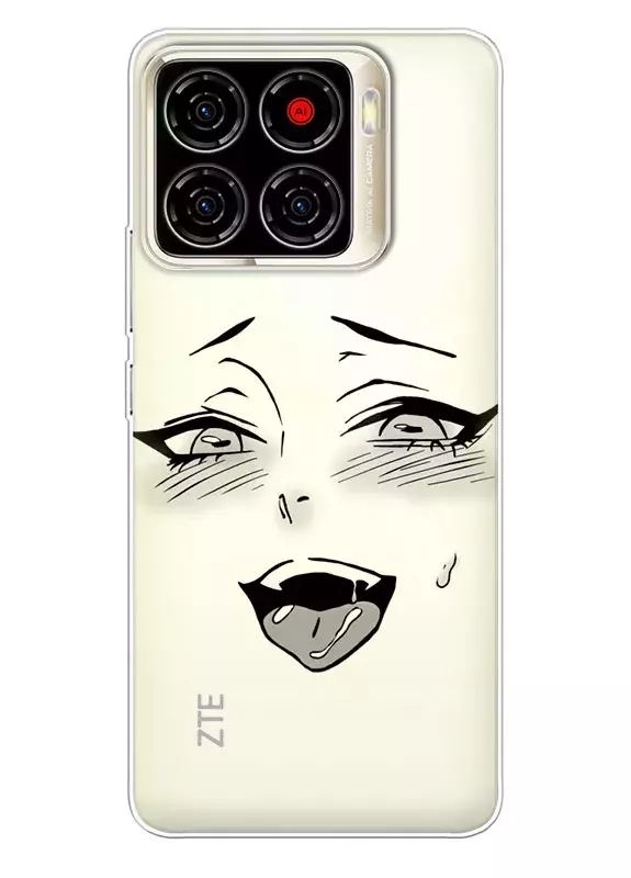 ZTE Blade A56 чехол силиконовый прозрачный с аниме - Ahegao Face