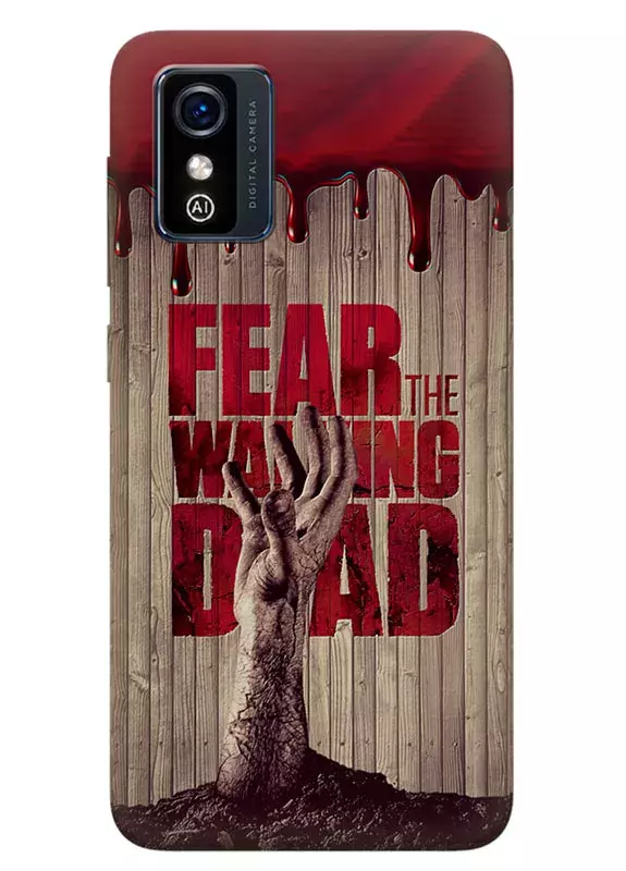 Чехол-накладка для ЗТЕ Блейд Л9 из силикона - Ходячие мертвецы The Walking Dead кровавый постер с названием и рукой зомби в деревянном стиле