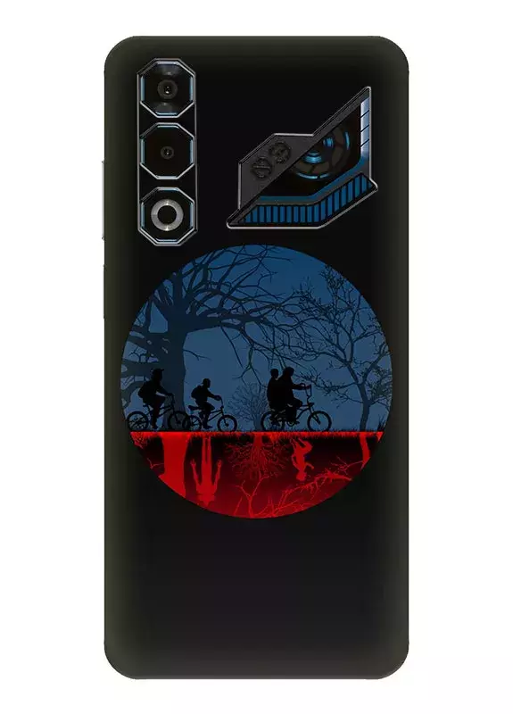 Чехол для ZTE Nubia Neo 3 GT - Очень странные дела Stranger Things круглый красно-синий логотип ночи главных героев и параллельного мира